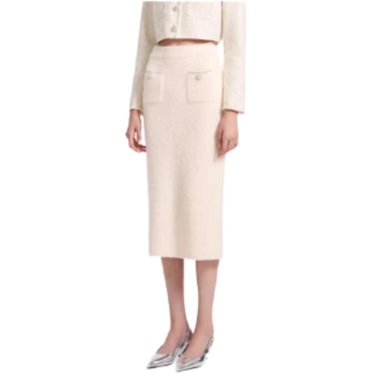 Order (Women) Self-Portrait High-Waisted Comfortable Casual Maxi Skirt Women Ivory White SWF344M06300