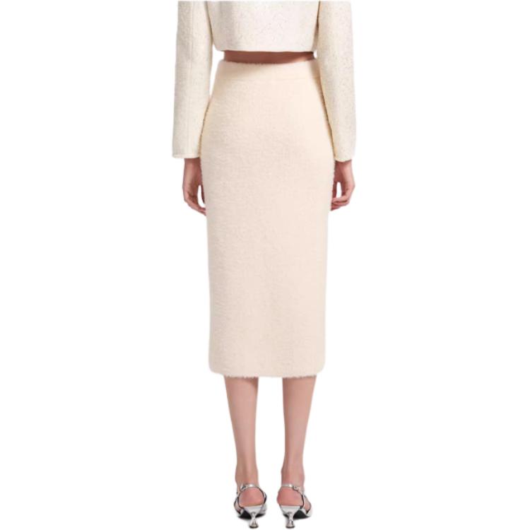 Lookbook (Women) Self-Portrait High-Waisted Comfortable Casual Maxi Skirt Women Ivory White SWF344M06300