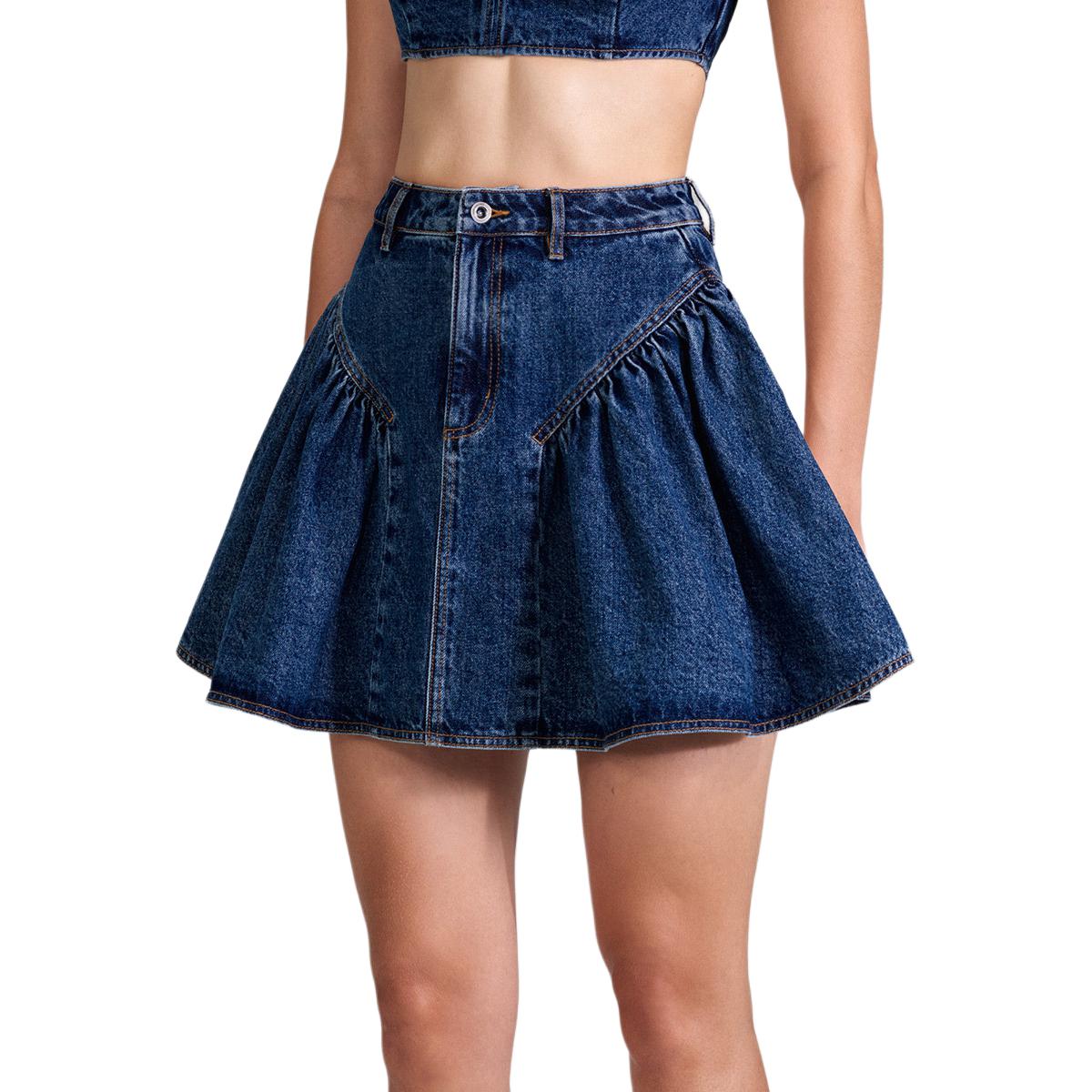 (Women) Self-Portrait High-Waisted Denim Skirt - Trendy Slimming Flare Fit for Women SWF342Q01800 圖 3