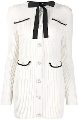 (Women) Self-Portrait Ivory Colorblock Bow Knit Long-Sleeve Dress with Chic Elegant Style. SWF325M02600004 Buy (Women) Self-Portrait Ivory Colorblock Bow Knit Long-Sleeve Dress with Chic Elegant Style. SWF325M02600004