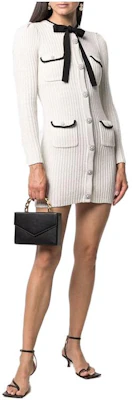 (Women) Self-Portrait Ivory Colorblock Bow Knit Long-Sleeve Dress with Chic Elegant Style. SWF325M02600004 Order (Women) Self-Portrait Ivory Colorblock Bow Knit Long-Sleeve Dress with Chic Elegant Style. SWF325M02600004