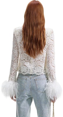 (W) Self-Portrait象牙色蕾絲羽毛袖針織上衣女款 SWF351C02100 Purchase (W) Self-Portrait象牙色蕾絲羽毛袖針織上衣女款 SWF351C02100