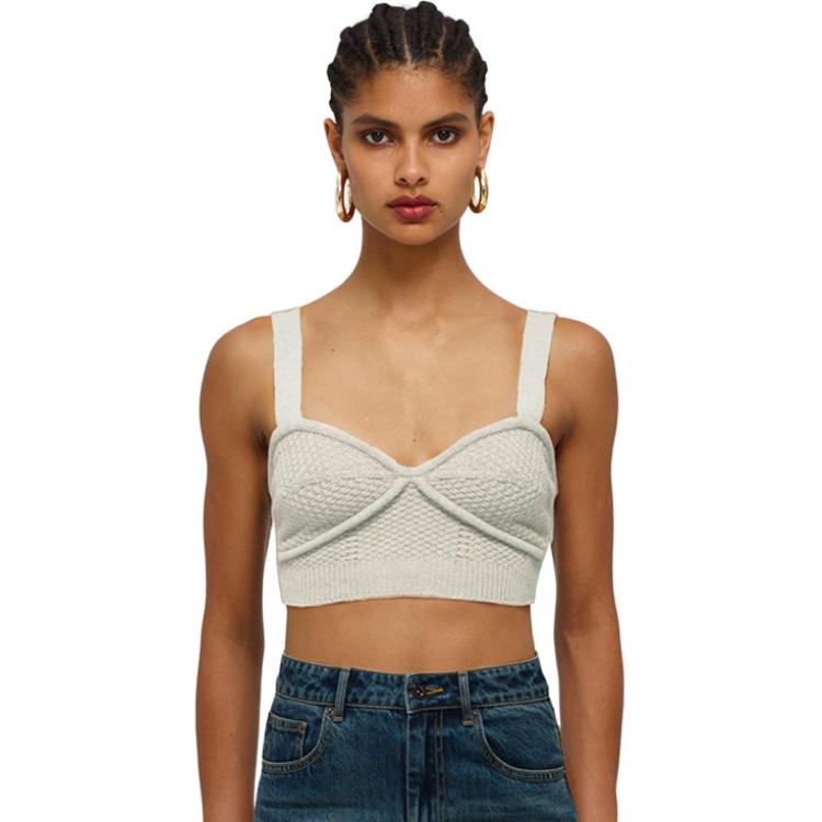 (Women) Self-Portrait Ivory White Knit Backless Sleeveless Crop Top -  Casual Wear SWF336M01500