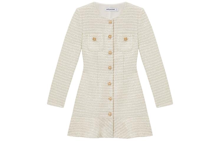 (Women) Self-Portrait Ivory White Knit Long Sleeve Crystal Mini Dress for Women. SWF351Y02300 圖 2