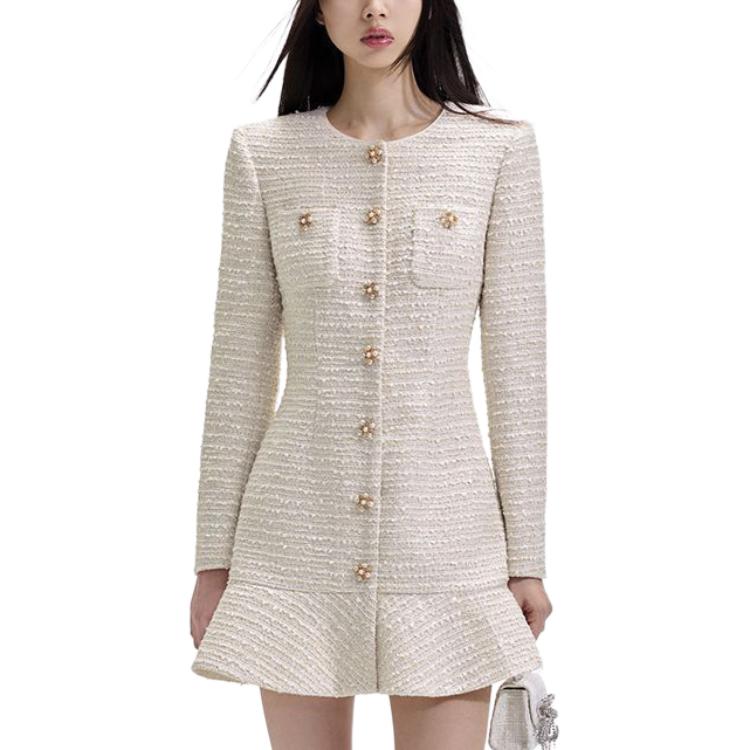 (Women) Self-Portrait Ivory White Knit Long Sleeve Crystal Mini Dress for Women. SWF351Y02300 圖 3