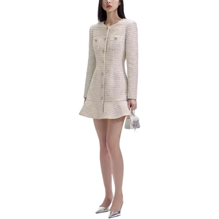 (Women) Self-Portrait Ivory White Knit Long Sleeve Crystal Mini Dress for Women. SWF351Y02300 圖 4