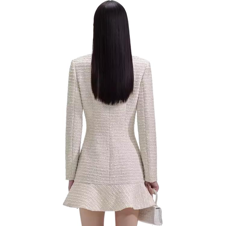 (Women) Self-Portrait Ivory White Knit Long Sleeve Crystal Mini Dress for Women. SWF351Y02300 圖 5