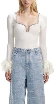 (W) Self-Portrait 象牙白羽毛袖鑽飾針織長袖上衣 SWF351M02100 Lookbook (W) Self-Portrait 象牙白羽毛袖鑽飾針織長袖上衣 SWF351M02100