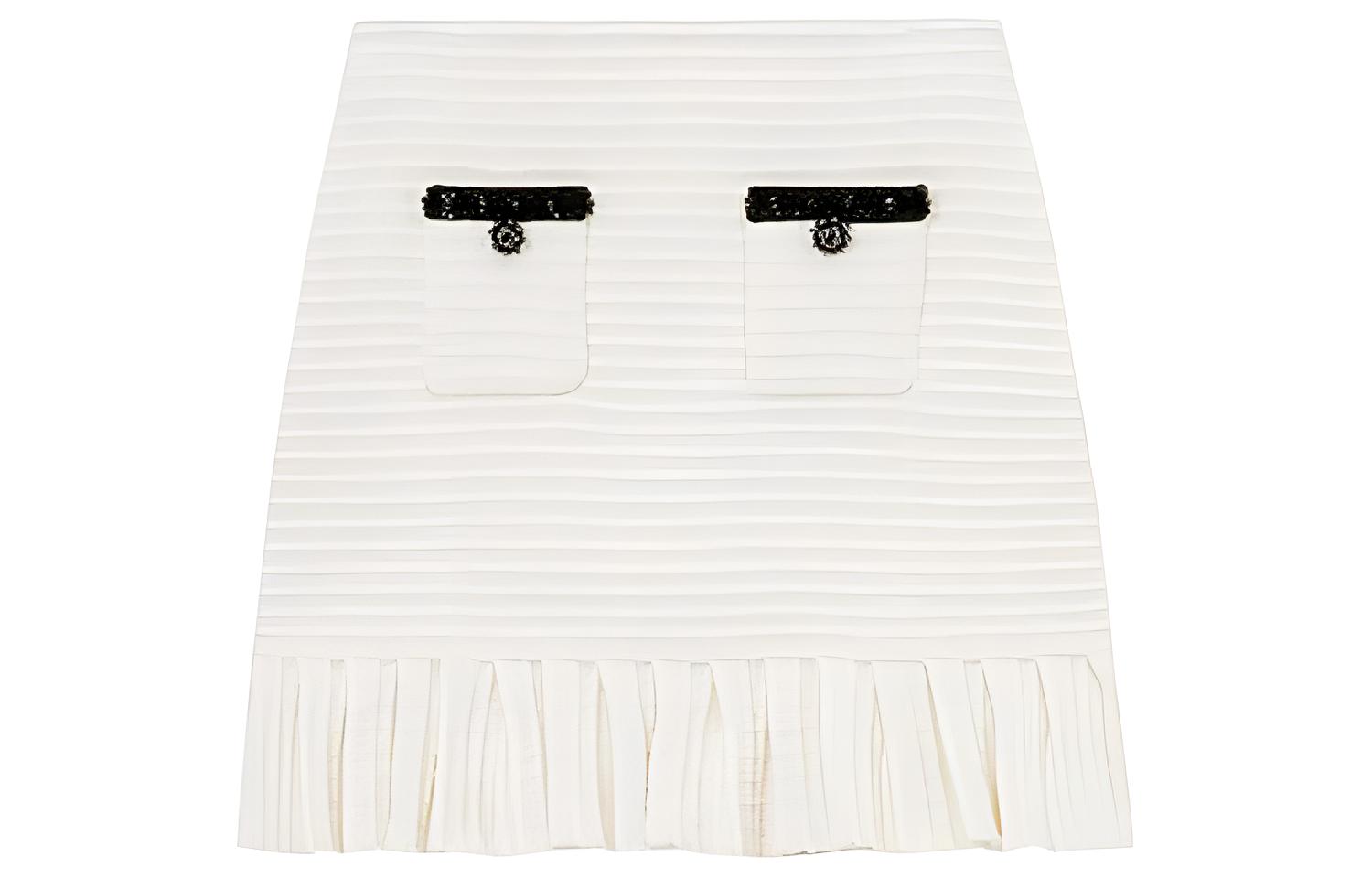 (Women) Self-Portrait Ivory White Mid-Rise Casual Sports Skirt Women SWF351M02200