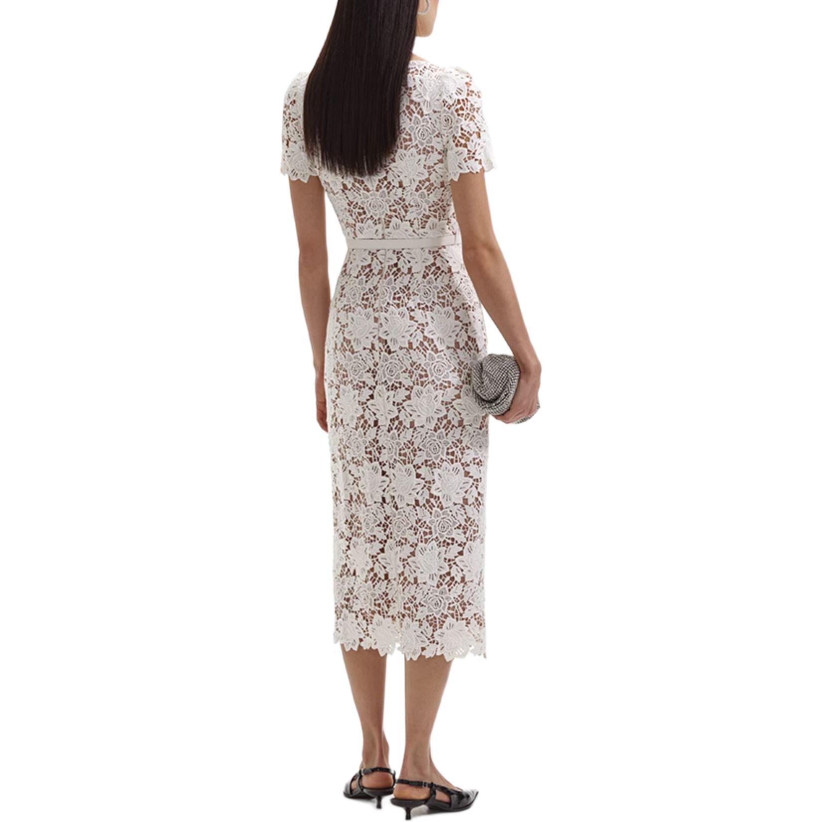 (Women) Self-Portrait Ivory White Midi Shirt Dress with Large Collar for Women. SWF351Y28200 圖 4