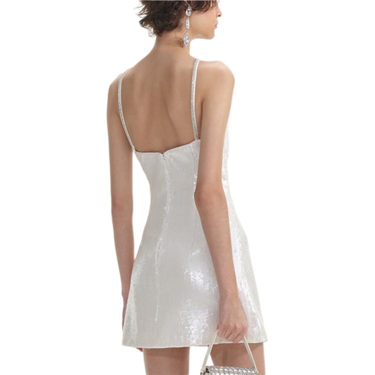 (Women) Self-Portrait Ivory White Sequin Halterneck Bow Mini Dress for Women. SWF354Y12600 圖 4