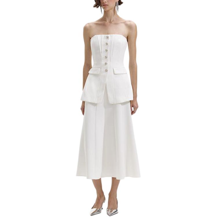 (Women) Self-Portrait Ivory White Sleeveless Midi Dress for Women. SWF352Y20500 圖 3