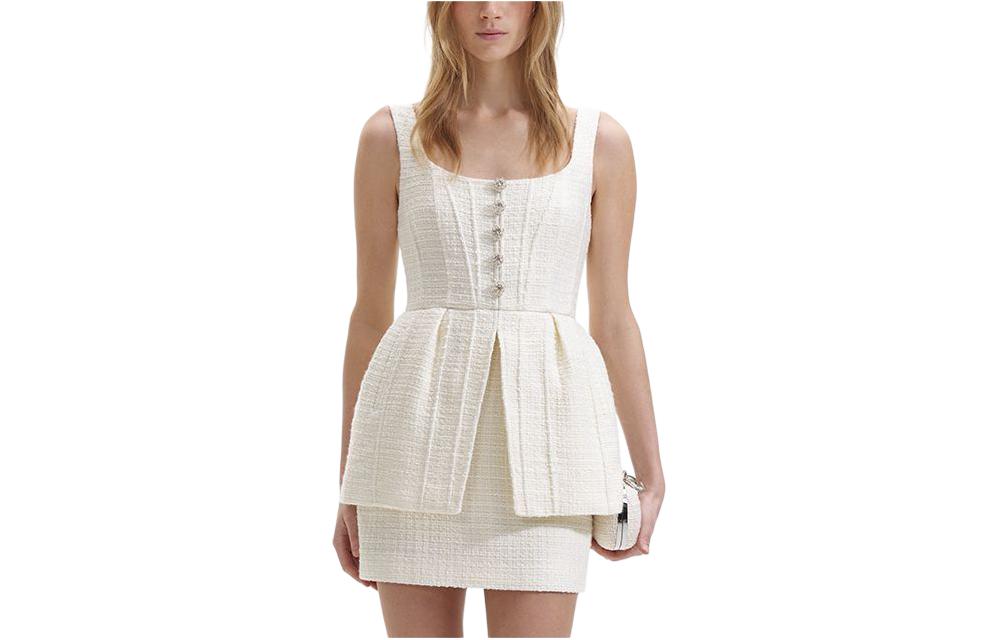 (Women) Self-Portrait Ivory White Sleeveless U-Neck Mini Dress for Women. SWF352Y21100 圖 2