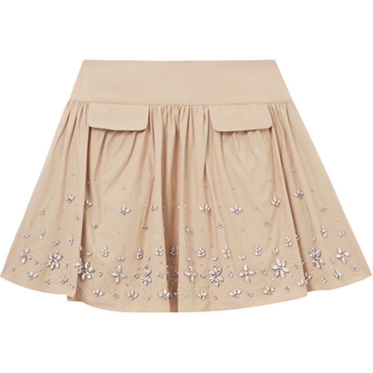 (Women) Self-Portrait Khaki Pleated Skirt with Rhinestone Details for Women SWF353Q00100 圖 2