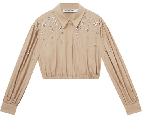 (W) Self-Portrait 女裝卡其色泡泡袖襯衫搭配水鑽領飾。 SWF353C00300 Buy (W) Self-Portrait 女裝卡其色泡泡袖襯衫搭配水鑽領飾。 SWF353C00300
