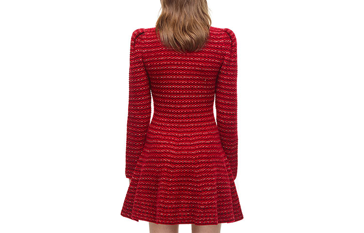 (Women) Self-Portrait Knitted Bouclé Elegant A-Line Long Sleeve Midi Dress - Wine Red SWF324M15500 圖 3