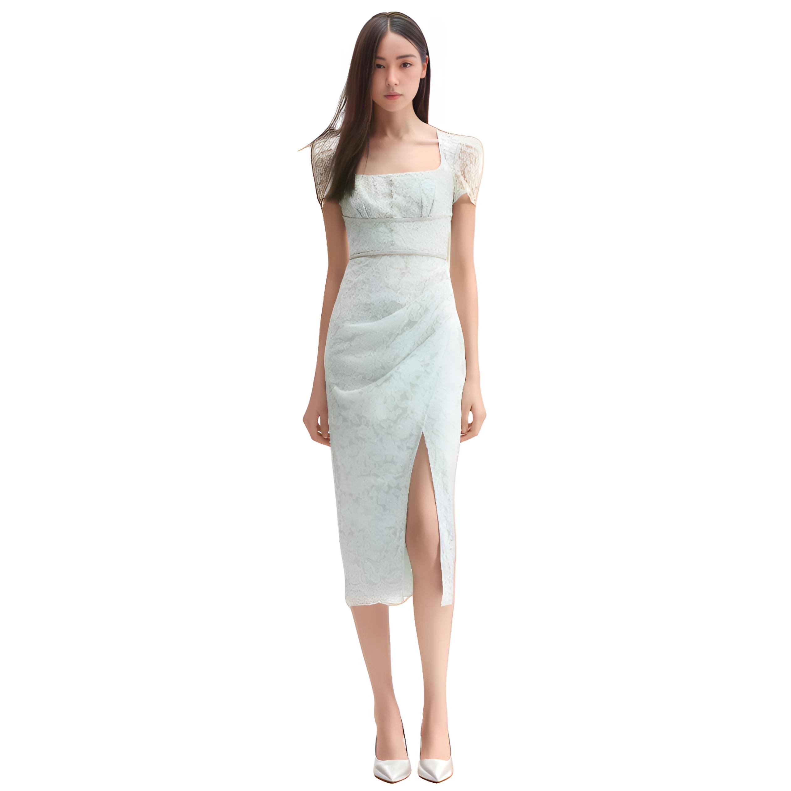 (Women) Self-Portrait Lace Midi Dress - Elegant Evening Gown with Princess Style for Women. SWF352Y22700