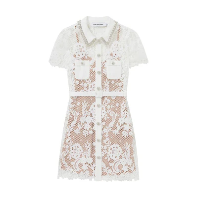(Women) Self-Portrait Lace Polo Slim Fit Elegant Mini Dress Formal Party Gown SWF344Y16300