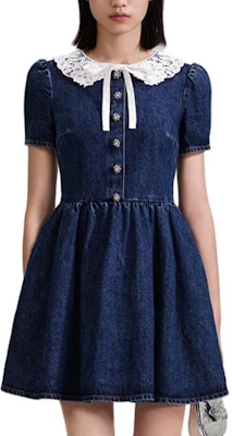 (W) Self-Portrait 蕾丝泡泡袖蝴蝶结牛仔蓝短裙 - 优雅修身款 SWF343Y07800 Purchase (W) Self-Portrait 蕾丝泡泡袖蝴蝶结牛仔蓝短裙 - 优雅修身款 SWF343Y07800