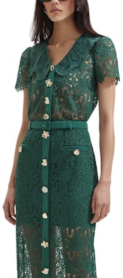 (W) Self-Portrait 綠色蕾絲短袖襯衫 女士領口設計 SWF352C02400 Lookbook (W) Self-Portrait 綠色蕾絲短袖襯衫 女士領口設計 SWF352C02400