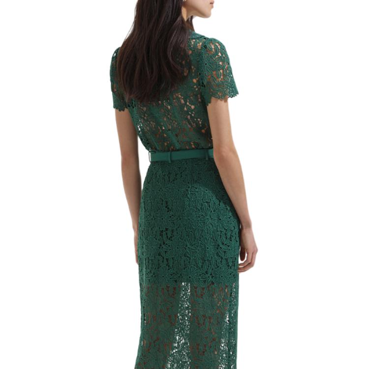 Shop (W) Self-Portrait 綠色蕾絲短袖襯衫 女士領口設計 SWF352C02400