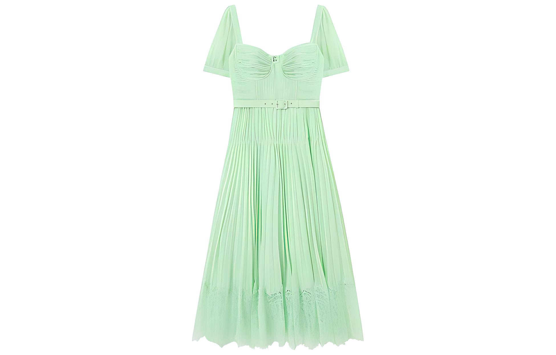 (Women) Self-Portrait Lace Square Neck Short Sleeve Elegant Party Dress - SWF343Y10600