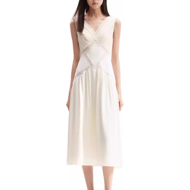 (Women) Self-Portrait Lace V-Neck Sleeveless Dress Women’s Ivory White SWF352Y22000 圖 3