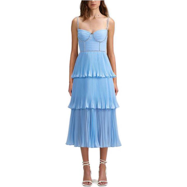 (Women) Self-Portrait Layered Rhinestone Camisole Dress Women SWF342Y21900 圖 4