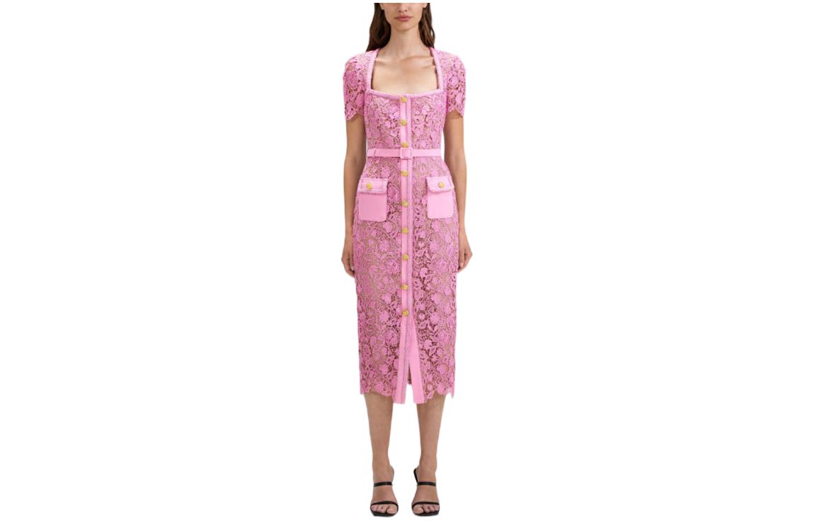 (Women) Self-Portrait Lunar New Year SS23 Lace Midi Short Sleeve Dress Women Pink RS23-028MP 圖 2