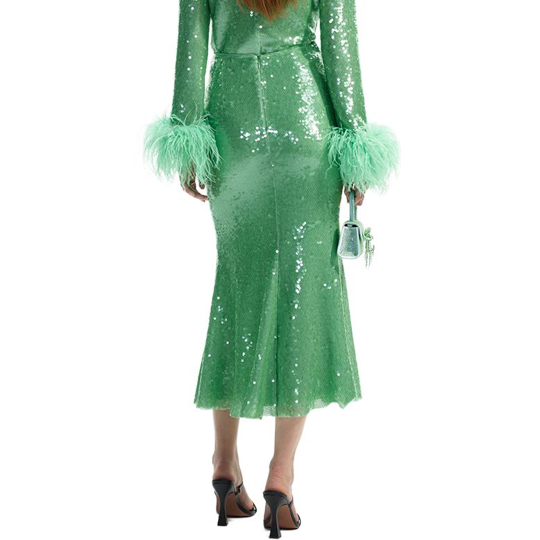 (Women) Self-Portrait Mint Green  Casual Chic Solid Long Dress SWF351Q02000 圖 3