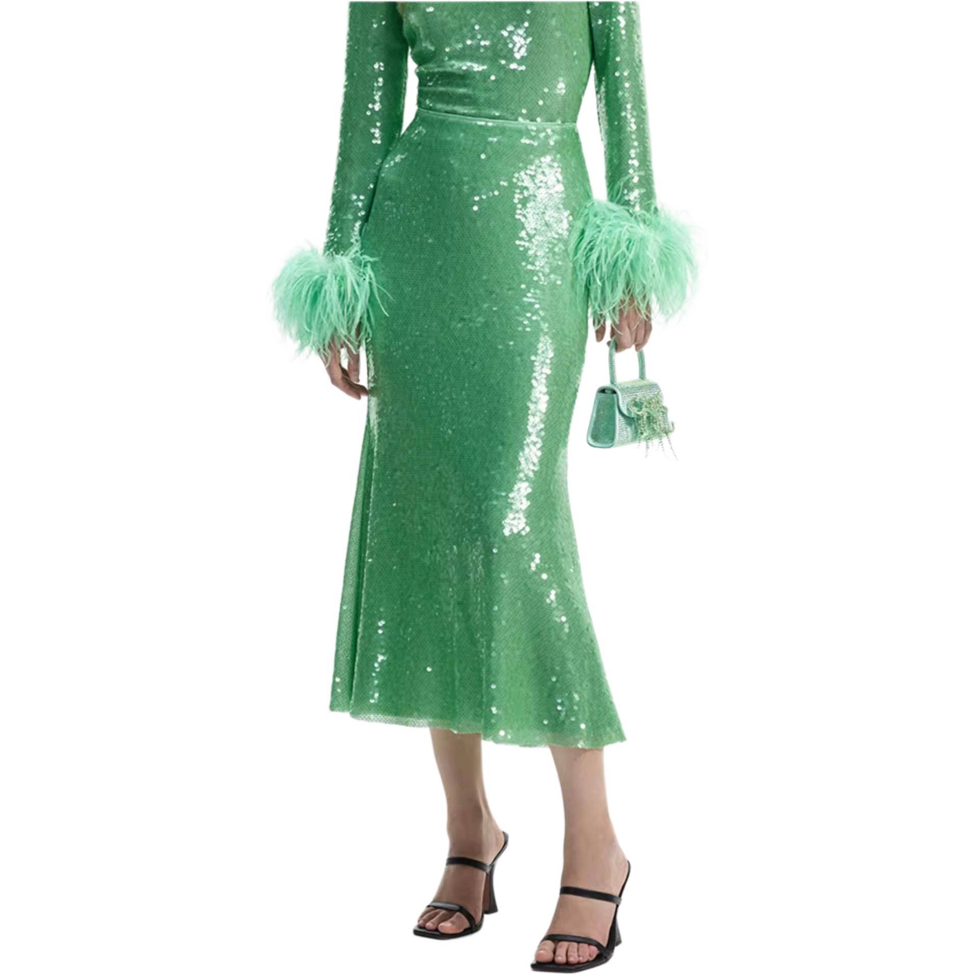 (Women) Self-Portrait Mint Green  Casual Chic Solid Long Dress SWF351Q02000 圖 4