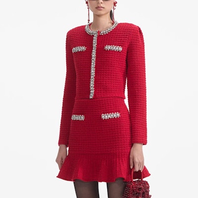 (W) Self-Portrait 新年系列紅色格紋針織長袖毛衣 SWF361M04000 Lookbook (W) Self-Portrait 新年系列紅色格紋針織長袖毛衣 SWF361M04000