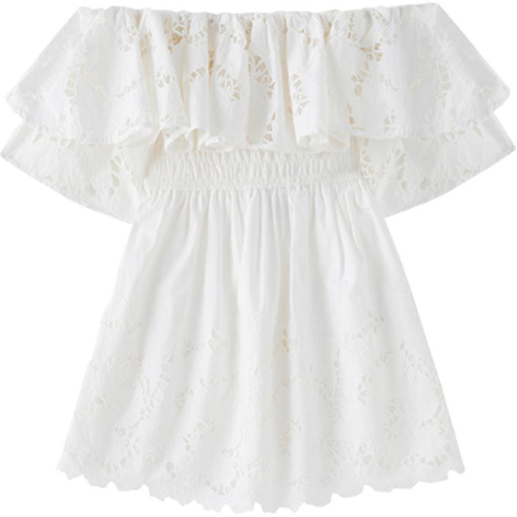 (Women) Self-Portrait Off-Shoulder Lace Short Sleeve Dress Women - Pure White SWF336Y06200 圖 2