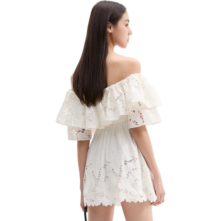 (Women) Self-Portrait Off-Shoulder Lace Short Sleeve Dress Women - Pure White SWF336Y06200 圖 4