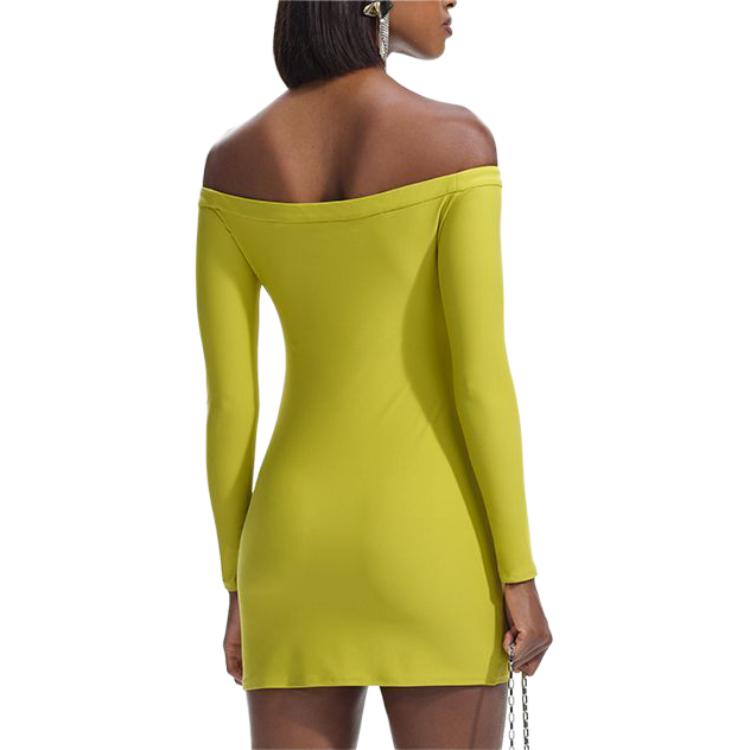 (Women) Self-Portrait Off-Shoulder Long-Sleeve Ruched Mini Dress Women Yellow Green. SWF351Y00400 圖 4
