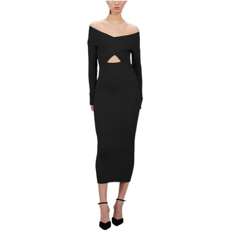 (Women) Self-Portrait Off-Shoulder Long Sleeve Slim-Fit Black Sweater Dress for Women SWF333M00600 圖 3