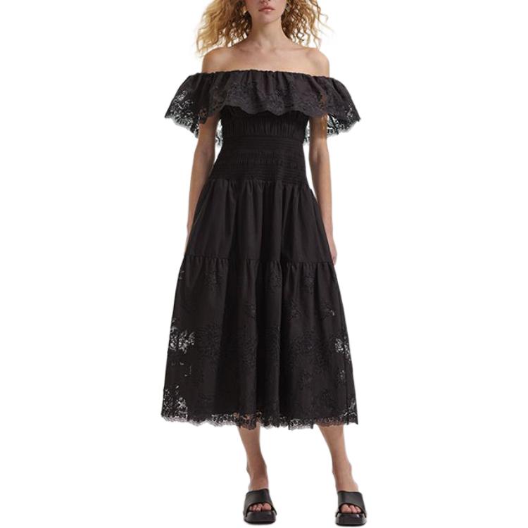 (Women) Self-Portrait Off-Shoulder Midi Dress - Elegant Party Princess Gown for Women SWF352Y19600 圖 3