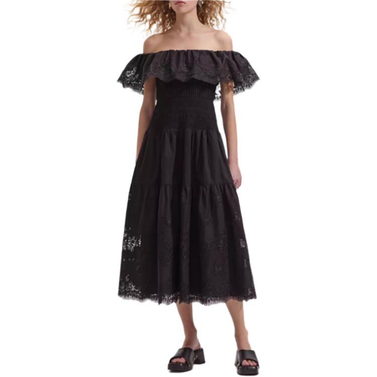 (Women) Self-Portrait Off-Shoulder Midi Dress - Elegant Party Princess Gown for Women SWF352Y19600 圖 5