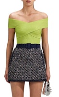 (Women) Self-Portrait Off-Shoulder Solid Knit Top Lime Green. SWF341M02600 (Women) Self-Portrait Off-Shoulder Solid Knit Top Lime Green. SWF341M02600