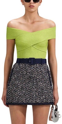 (W) Self-Portrait 一字領純色針織上衣 酸橙綠色 SWF341M02600 Purchase (W) Self-Portrait 一字領純色針織上衣 酸橙綠色 SWF341M02600