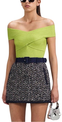 (W) Self-Portrait 一字領純色針織上衣 酸橙綠色 SWF341M02600 Sizing (W) Self-Portrait 一字領純色針織上衣 酸橙綠色 SWF341M02600