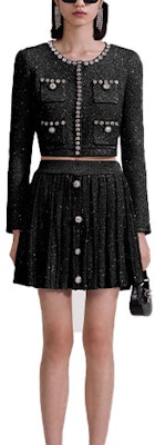 (W) Self-Portrait PF23 珍珠鑲邊黑色針織短版開襟外套 黑色 SWF343M01900911 Order (W) Self-Portrait PF23 珍珠鑲邊黑色針織短版開襟外套 黑色 SWF343M01900911