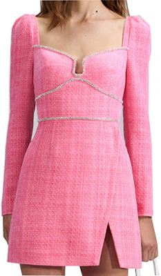(W) Self-Portrait Dress Tweed Pink Heart-Neckline Lengan Panjang Pesta Terlihat Elegan SWF342Y22400 Buy (W) Self-Portrait Dress Tweed Pink Heart-Neckline Lengan Panjang Pesta Terlihat Elegan SWF342Y22400