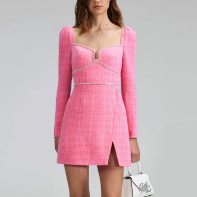 (W) Self-Portrait Dress Tweed Pink Heart-Neckline Lengan Panjang Pesta Terlihat Elegan SWF342Y22400 Purchase (W) Self-Portrait Dress Tweed Pink Heart-Neckline Lengan Panjang Pesta Terlihat Elegan SWF342Y22400