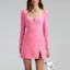 Purchase (W) Self-Portrait Dress Tweed Pink Heart-Neckline Lengan Panjang Pesta Terlihat Elegan SWF342Y22400