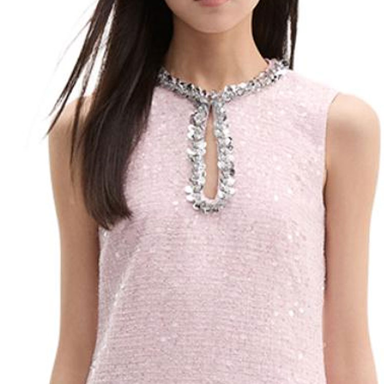 (Women) Self-Portrait Pink Lurex Sequined Sleeveless Dress with Rhinestone Details Women SWF353Y09900 圖 6