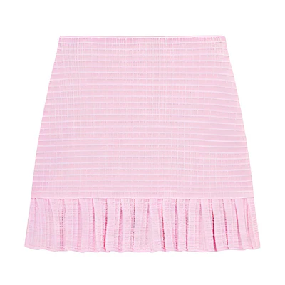 (Women) Self-Portrait Pink Mid-Waist Knitted Casual Skirt for Women. SWF351M00400