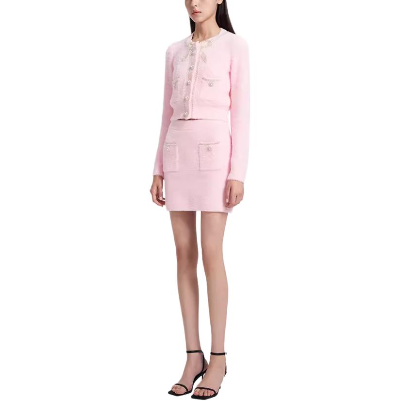 (Women) Self-Portrait Pink Plush High-Waist A-Line Mini Skirt with Pockets for Women. SWF344M05800 圖 4