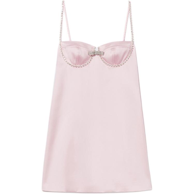 (Women) Self-Portrait Pink Satin Embellished Waist Mini Slip Dress Women SWF354Y14500 圖 2