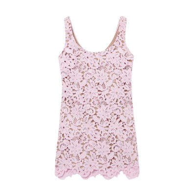 (Women) Self-Portrait Pink Sleeveless Lace Mini A-Line Dress for Women. SWF353Y04500